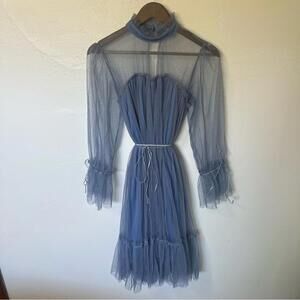 Whimsical Blue Sheer Dress SMALL